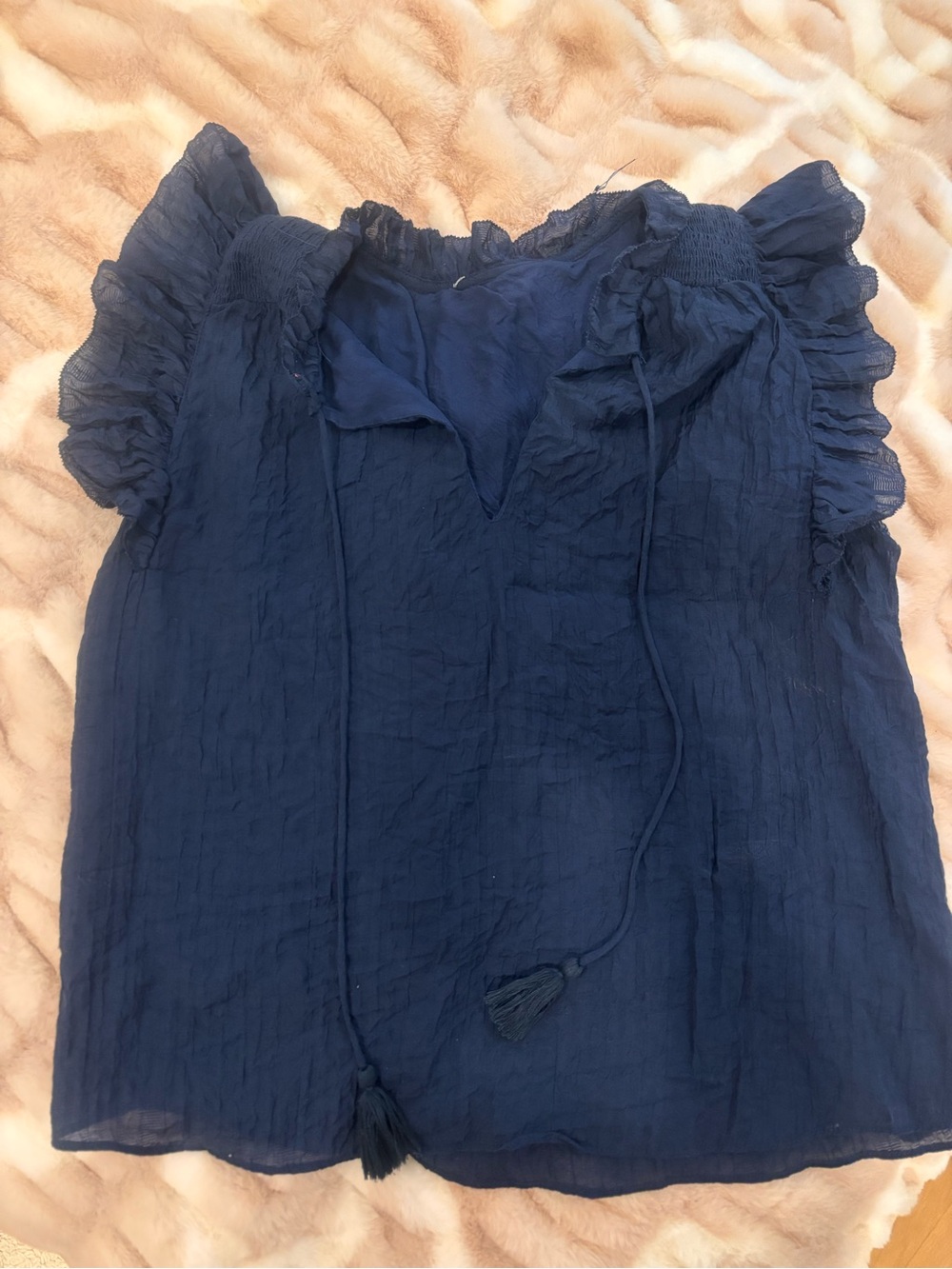 Navy Blue Ruffled Sleeve blouse